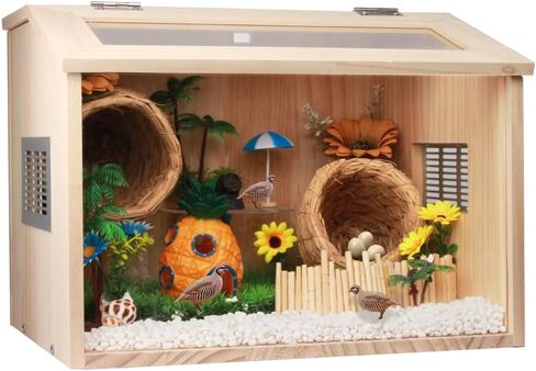 قفص هامستر NENHEIONI خشبي مقاس 15.7 × 11.8 × 11.8 بوصة، أقفاص خنازير غينيا، للفئران الهامستر الجربوع والليمون ديغوس أو غيرها من الحيوانات الأليفة صغيرة الحجم (المنتج لا يشمل الديكور الداخلي) in Kuwait