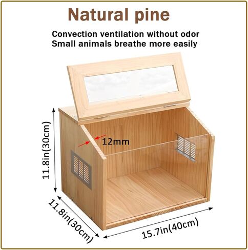 قفص هامستر NENHEIONI خشبي مقاس 15.7 × 11.8 × 11.8 بوصة، أقفاص خنازير غينيا، للفئران الهامستر الجربوع والليمون ديغوس أو غيرها من الحيوانات الأليفة صغيرة الحجم (المنتج لا يشمل الديكور الداخلي) in Kuwait