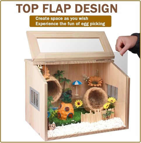 قفص هامستر NENHEIONI خشبي مقاس 15.7 × 11.8 × 11.8 بوصة، أقفاص خنازير غينيا، للفئران الهامستر الجربوع والليمون ديغوس أو غيرها من الحيوانات الأليفة صغيرة الحجم (المنتج لا يشمل الديكور الداخلي) in Kuwait
