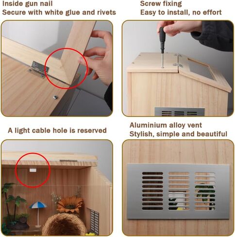 قفص هامستر NENHEIONI خشبي مقاس 15.7 × 11.8 × 11.8 بوصة، أقفاص خنازير غينيا، للفئران الهامستر الجربوع والليمون ديغوس أو غيرها من الحيوانات الأليفة صغيرة الحجم (المنتج لا يشمل الديكور الداخلي) in Kuwait