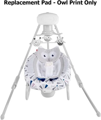قطعة بديلة من Ele Toys لبومة Fisher-Price Love You 2 في 1 الفاخرة Cradle 'n Swing مع Smart Connect - FLG83 ~ وسادة غطاء مقعد متأرجح بديلة من القطيفة ~ طباعة بومة، أزرق، رمادي، أبيض، 14.0 أونصة in Kuwait