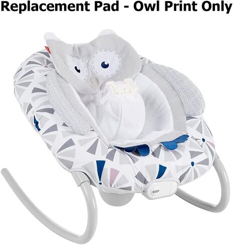 قطعة بديلة من Ele Toys لبومة Fisher-Price Love You 2 في 1 الفاخرة Cradle 'n Swing مع Smart Connect - FLG83 ~ وسادة غطاء مقعد متأرجح بديلة من القطيفة ~ طباعة بومة، أزرق، رمادي، أبيض، 14.0 أونصة in Kuwait