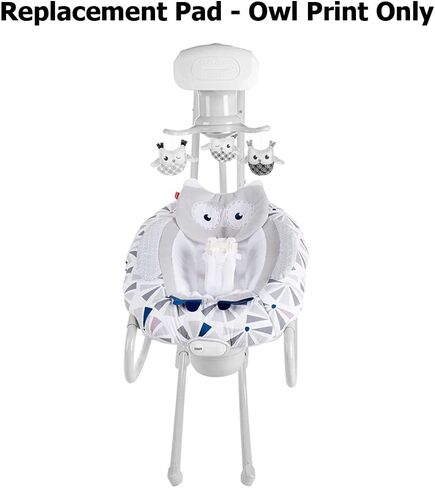 قطعة بديلة من Ele Toys لبومة Fisher-Price Love You 2 في 1 الفاخرة Cradle 'n Swing مع Smart Connect - FLG83 ~ وسادة غطاء مقعد متأرجح بديلة من القطيفة ~ طباعة بومة، أزرق، رمادي، أبيض، 14.0 أونصة in Kuwait