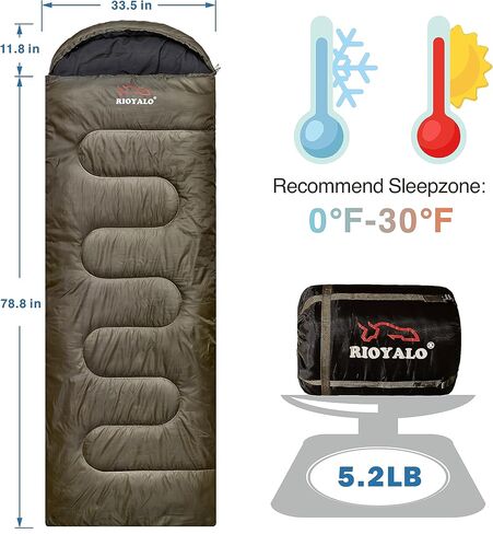RIOYALO 0 Degree Sleeping Bags for Adults Cold Weather | Big and Tall 4 Season Winter Camping Sleeping Bag w. Compression Sack for Youth Hiking Backpacking | Portable Waterproof | XL Up to 6 ft 10 in in Kuwait
