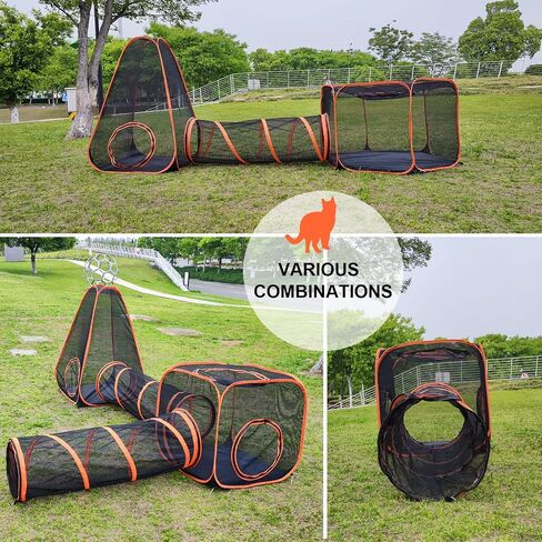 6 in 1 Pet Cat and Dog Tunnel Tent Foldable Pet Tent Outdoor Pop Up Pet Playpen Cage Fences House (Styles 1) in Kuwait