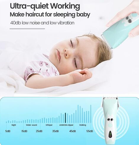 LANMODA Baby Hair Clippers, Ultra-Quiet Hair Trimmer for Toddler Children with Autism, Waterproof Rechargeable Haircut Kit for Infant Kids in Saudi Arabia