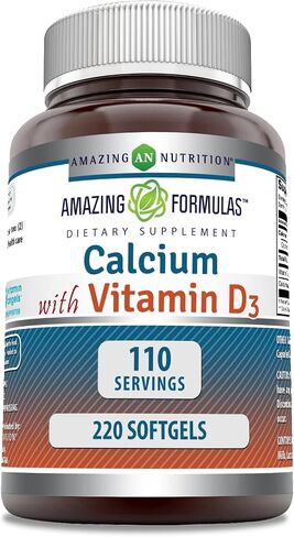 Amazing Formulas Calcium with Vitamin D3 Softgels Supplement | Non-GMO | Gluten-Free (120 Count) in Saudi Arabia