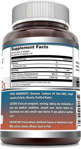 Amazing Formulas Calcium with Vitamin D3 Softgels Supplement | Non-GMO | Gluten-Free (120 Count) in Saudi Arabia