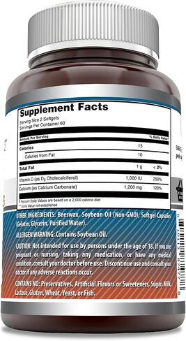 Amazing Formulas Calcium with Vitamin D3 Softgels Supplement | Non-GMO | Gluten-Free (120 Count) in Saudi Arabia