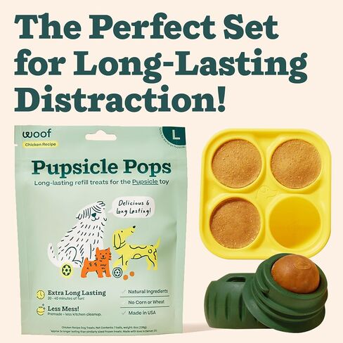 WOOF Starter Pack - Interactive Dog Toys for Boredom - Dog Treat Molds Silicone - Chicken-Flavored Healthy Treats for Dogs - Pupsicle Doggy Enrichment Toy - for Large Pups - 25-75 lbs in Kuwait