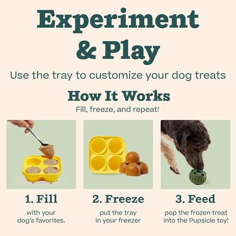 WOOF Starter Pack - Interactive Dog Toys for Boredom - Dog Treat Molds Silicone - Chicken-Flavored Healthy Treats for Dogs - Pupsicle Doggy Enrichment Toy - for Large Pups - 25-75 lbs in Kuwait