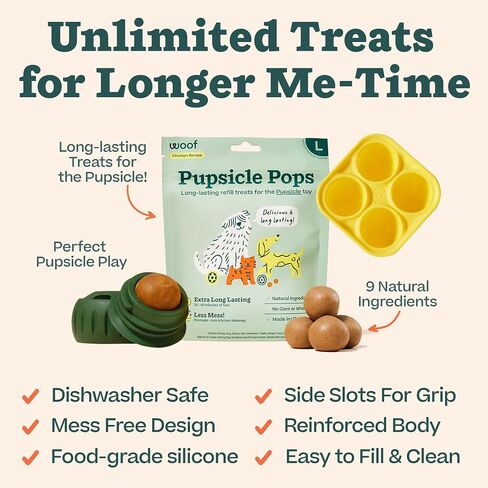 WOOF Starter Pack - Interactive Dog Toys for Boredom - Dog Treat Molds Silicone - Chicken-Flavored Healthy Treats for Dogs - Pupsicle Doggy Enrichment Toy - for Large Pups - 25-75 lbs in Kuwait