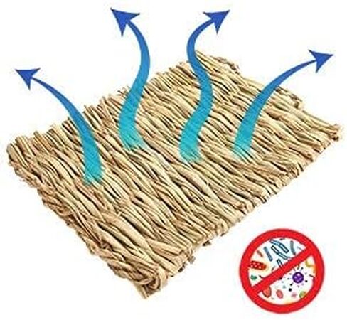 PrimePets Grass Mat for Rabbits Bunny, 3 Pack, Woven Hay Mat for Small Animals, Natural Straw Bedding Resting Cage Mat for Guinea Pig Parrot Chinchilla Hamster Rat in Kuwait