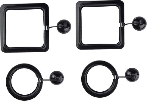 4 قطع من حلقات تغذية الأسماك من زيلردو مع كوب شفط، شكل مربع ومستدير، أسود in Kuwait