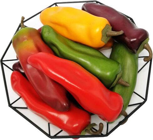 J-Rijzen 10pcs Fake Chili Pepper Artificial Vegetables Vivid Mixed Colors Artificial Hot Peppers for Home Kitchen Fruit Shop Supermarket Desk Decorations Or Props in Kuwait