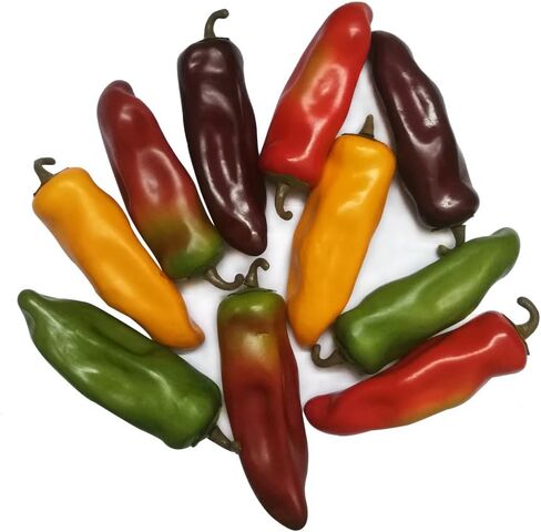 J-Rijzen 10pcs Fake Chili Pepper Artificial Vegetables Vivid Mixed Colors Artificial Hot Peppers for Home Kitchen Fruit Shop Supermarket Desk Decorations Or Props in Kuwait