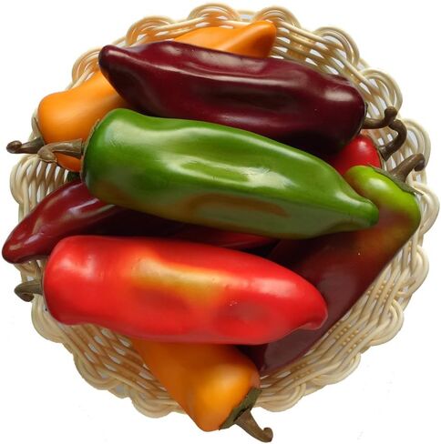 J-Rijzen 10pcs Fake Chili Pepper Artificial Vegetables Vivid Mixed Colors Artificial Hot Peppers for Home Kitchen Fruit Shop Supermarket Desk Decorations Or Props in Kuwait