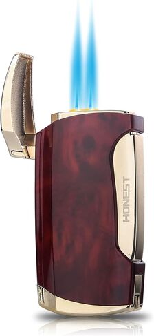 Metal Lighter Double Jet Flame Butane refillable Lighter Shipped Without Gas (2PCS Brown) in Kuwait