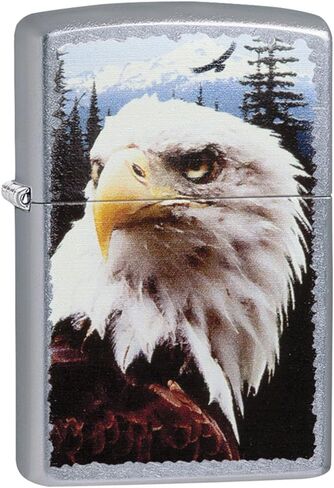 Zippo Eagles Dare Pocket Lighter - Refillable Flip-Top Windproof Lighters - Fierce Soaring Eagle Patriotic Design Pocket Lighters - Luxury Metal Lighter Made in USA in Kuwait