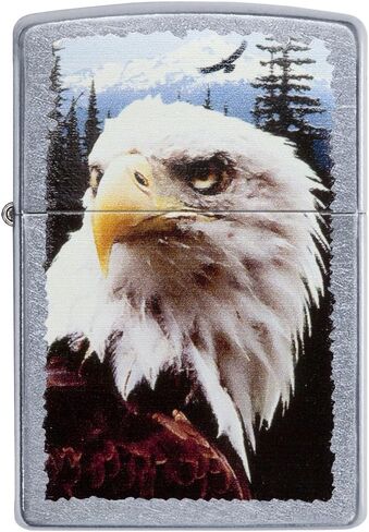 Zippo Eagles Dare Pocket Lighter - Refillable Flip-Top Windproof Lighters - Fierce Soaring Eagle Patriotic Design Pocket Lighters - Luxury Metal Lighter Made in USA in Kuwait