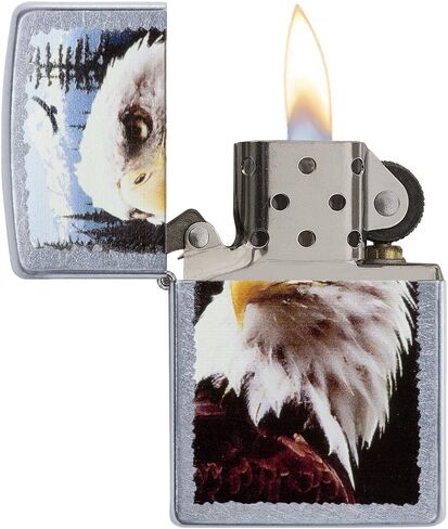 Zippo Eagles Dare Pocket Lighter - Refillable Flip-Top Windproof Lighters - Fierce Soaring Eagle Patriotic Design Pocket Lighters - Luxury Metal Lighter Made in USA in Kuwait