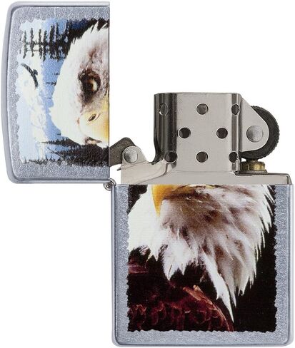 Zippo Eagles Dare Pocket Lighter - Refillable Flip-Top Windproof Lighters - Fierce Soaring Eagle Patriotic Design Pocket Lighters - Luxury Metal Lighter Made in USA in Kuwait