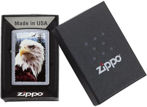 Zippo Eagles Dare Pocket Lighter - Refillable Flip-Top Windproof Lighters - Fierce Soaring Eagle Patriotic Design Pocket Lighters - Luxury Metal Lighter Made in USA in Kuwait