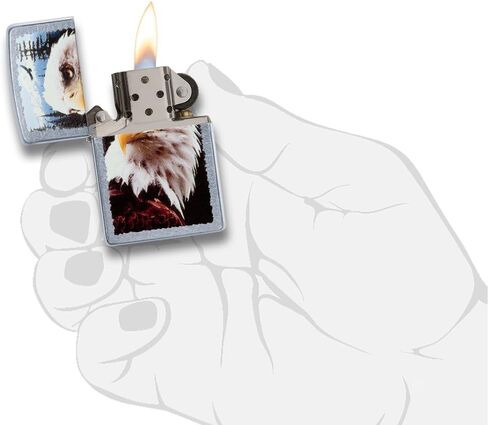 Zippo Eagles Dare Pocket Lighter - Refillable Flip-Top Windproof Lighters - Fierce Soaring Eagle Patriotic Design Pocket Lighters - Luxury Metal Lighter Made in USA in Kuwait