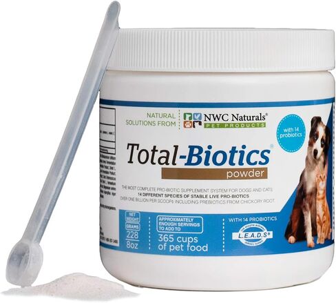 NWC Naturals Total-Biotics, Cat & Dog Probiotics for Digestive Health with Prebiotic, Unflavored Probiotic for Dogs & Cats, Supplement for Gut, Skin, Coat, Upset Stomach Relief, 365 Servings, 8 Ounces in Saudi Arabia