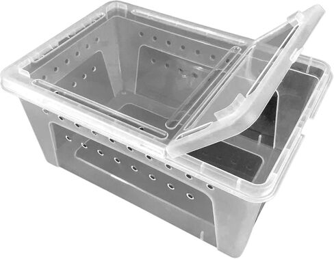Jungle Bob - Clear Plastic Reptile Terrarium Box - Easy Pet Transportation - Enclosure for Small Herps - Side Ventilation - Clear View - Fade Resistant - Glossy Finish - Small - 7.5" x 5" x 3" in Saudi Arabia