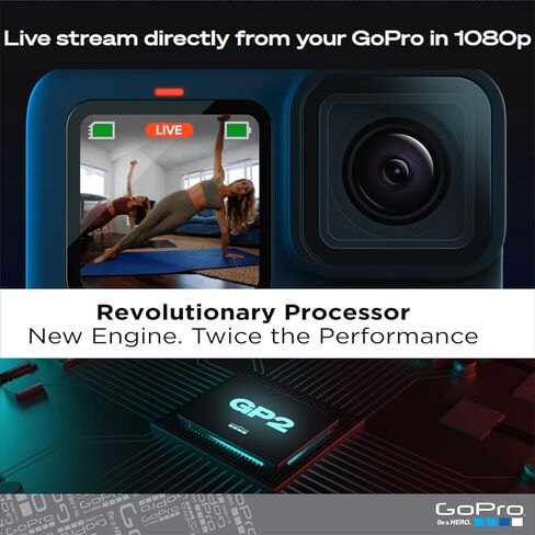 GoPro HERO10 Black Bundle with Dual Battery Charger, Extra Battery, 64GB SD Card - Waterproof Action Camera with LCD Screens, 5.3K60 Ultra HD Video (Renewed) in Saudi Arabia