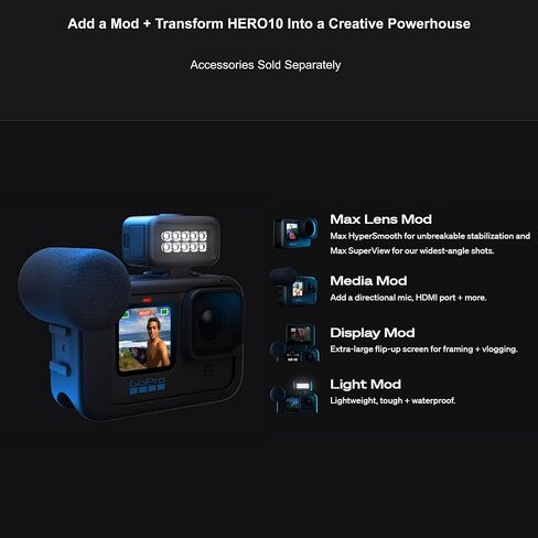 GoPro HERO10 Black Bundle with Dual Battery Charger, Extra Battery, 64GB SD Card - Waterproof Action Camera with LCD Screens, 5.3K60 Ultra HD Video (Renewed) in Saudi Arabia