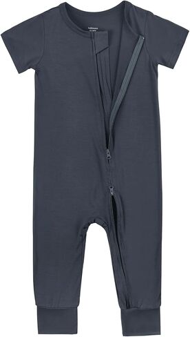 Aablexema Baby Romper Bamboo Rayon Short Sleeve Footless Pajamas 2 Way Zipper Summer Jumpsuit Outfit in Saudi Arabia
