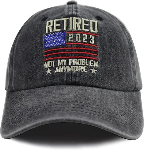 تقاعد 2023 ليست مشكلتي بعد الآن مع قبعة العلم الأمريكي، قبعة بيسبول للتقاعد مطرزة من القطن والدنيم قابلة للتعديل in Kuwait