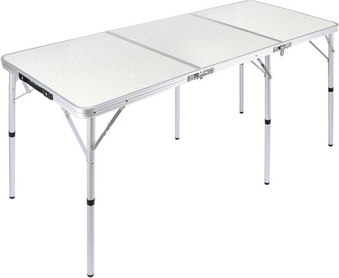 REDCAMP 24" Square Small Folding Camping Table with Adjustable Heights Legs, Lightweight Portable Aluminum Fold in Half Card Tables Bridge Tables for Outdoor Picnic, White in Saudi Arabia