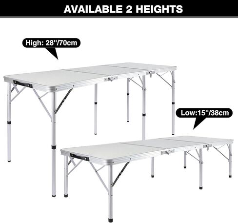REDCAMP 24" Square Small Folding Camping Table with Adjustable Heights Legs, Lightweight Portable Aluminum Fold in Half Card Tables Bridge Tables for Outdoor Picnic, White in Saudi Arabia