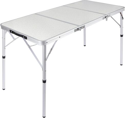 REDCAMP 24" Square Small Folding Camping Table with Adjustable Heights Legs, Lightweight Portable Aluminum Fold in Half Card Tables Bridge Tables for Outdoor Picnic, White in Saudi Arabia