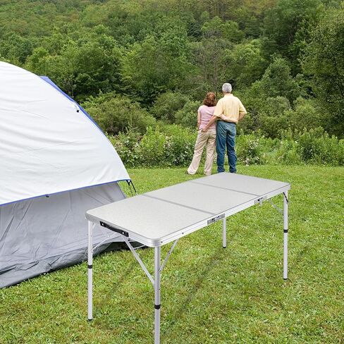REDCAMP 24" Square Small Folding Camping Table with Adjustable Heights Legs, Lightweight Portable Aluminum Fold in Half Card Tables Bridge Tables for Outdoor Picnic, White in Saudi Arabia