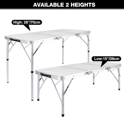 REDCAMP 24" Square Small Folding Camping Table with Adjustable Heights Legs, Lightweight Portable Aluminum Fold in Half Card Tables Bridge Tables for Outdoor Picnic, White in Saudi Arabia
