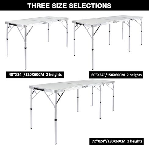 REDCAMP 24" Square Small Folding Camping Table with Adjustable Heights Legs, Lightweight Portable Aluminum Fold in Half Card Tables Bridge Tables for Outdoor Picnic, White in Saudi Arabia