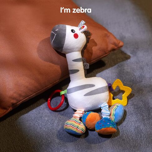TUMAMA Hanging Toys, 16 inch Plush Animals Baby Rattle, Car Seat Stroller Toys, 2 Pack, Newborn - 12 Months, 2 x Plush Animal Hanging Toys (Giraffe, Zebra), Rings, Built-in Rattles and Crinkles in Saudi Arabia