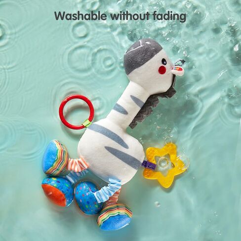 TUMAMA Hanging Toys, 16 inch Plush Animals Baby Rattle, Car Seat Stroller Toys, 2 Pack, Newborn - 12 Months, 2 x Plush Animal Hanging Toys (Giraffe, Zebra), Rings, Built-in Rattles and Crinkles in Saudi Arabia