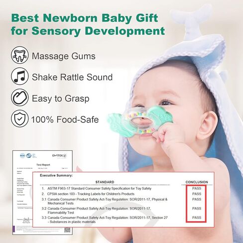 ألعاب التسنين خشخيشة للأطفال من عمر 0 ​​إلى 6 إلى 12 شهرًا، 10 قطع، مجموعة هدايا ألعاب تعليمية مبكرة للرضع للصبيان والبنات من عمر 3 إلى 6 أشهر، عضاضة ألعاب حسية لحديثي الولادة، هزاز للإمساك، خشخشة لوقت البطن مع صندوق تخزين in Kuwait