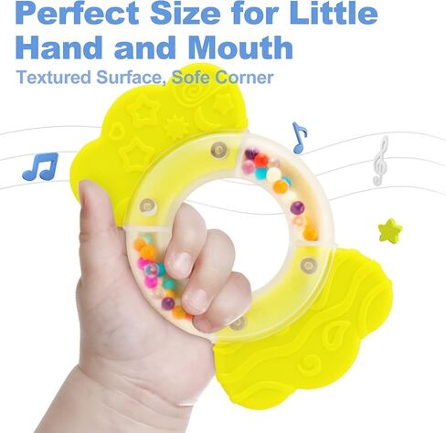 ألعاب التسنين خشخيشة للأطفال من عمر 0 ​​إلى 6 إلى 12 شهرًا، 10 قطع، مجموعة هدايا ألعاب تعليمية مبكرة للرضع للصبيان والبنات من عمر 3 إلى 6 أشهر، عضاضة ألعاب حسية لحديثي الولادة، هزاز للإمساك، خشخشة لوقت البطن مع صندوق تخزين in Kuwait