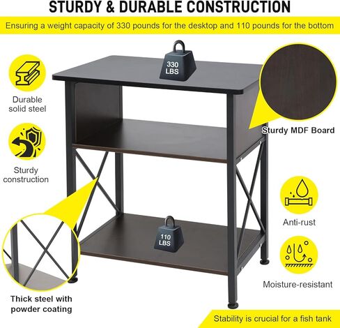 لايكيم حامل حوض سمك 20-29 جالون، مع ملحقات تخزين ملحقات الخزانة، حامل حوض سمك باطار معدني يتحمل 330 باوند، 30.7 انش × 12.6 انش × 31.5 انش in Kuwait