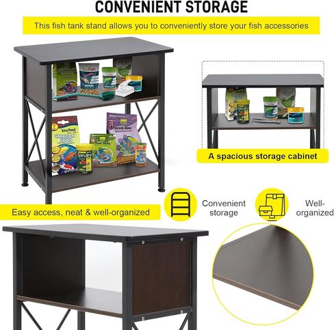 لايكيم حامل حوض سمك 20-29 جالون، مع ملحقات تخزين ملحقات الخزانة، حامل حوض سمك باطار معدني يتحمل 330 باوند، 30.7 انش × 12.6 انش × 31.5 انش in Kuwait