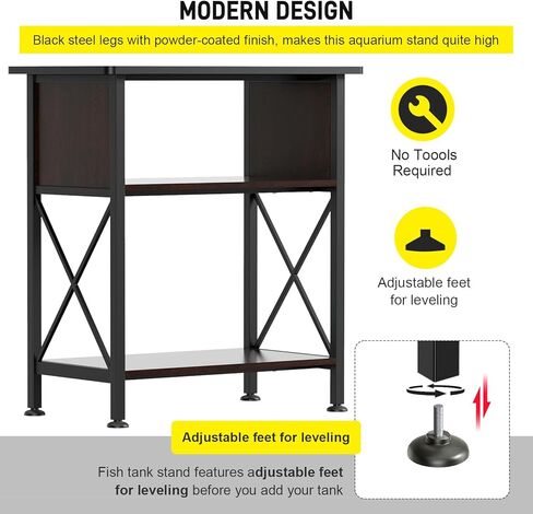 لايكيم حامل حوض سمك 20-29 جالون، مع ملحقات تخزين ملحقات الخزانة، حامل حوض سمك باطار معدني يتحمل 330 باوند، 30.7 انش × 12.6 انش × 31.5 انش in Kuwait