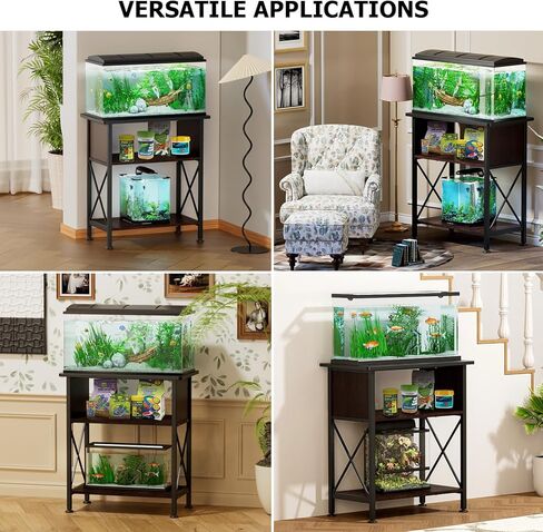 لايكيم حامل حوض سمك 20-29 جالون، مع ملحقات تخزين ملحقات الخزانة، حامل حوض سمك باطار معدني يتحمل 330 باوند، 30.7 انش × 12.6 انش × 31.5 انش in Kuwait