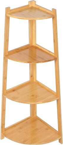 رف زاوية من 4 طبقات من JTdiffer، حامل نبات الخيزران الصناعي، رف سلم صغير لخزانة الكتب للمكتب المنزلي in Kuwait