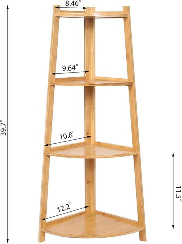 رف زاوية من 4 طبقات من JTdiffer، حامل نبات الخيزران الصناعي، رف سلم صغير لخزانة الكتب للمكتب المنزلي in Kuwait